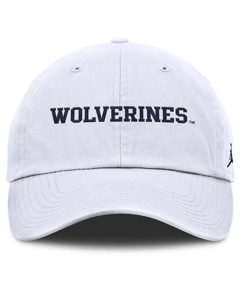 Jordan Men's White Michigan Wolverines Core Club Mascot Wordmark Adjustable Hat