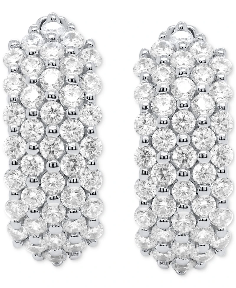 Forever Grown Diamonds Lab Grown Diamond Cluster Small Hoop Earrings (2 ct. t.w.) in Sterling Silver or 14k Gold-Plated Sterling Silver