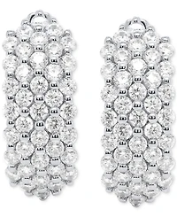 Forever Grown Diamonds Lab Grown Diamond Cluster Small Hoop Earrings (2 ct. t.w.) in Sterling Silver or 14k Gold-Plated Sterling Silver