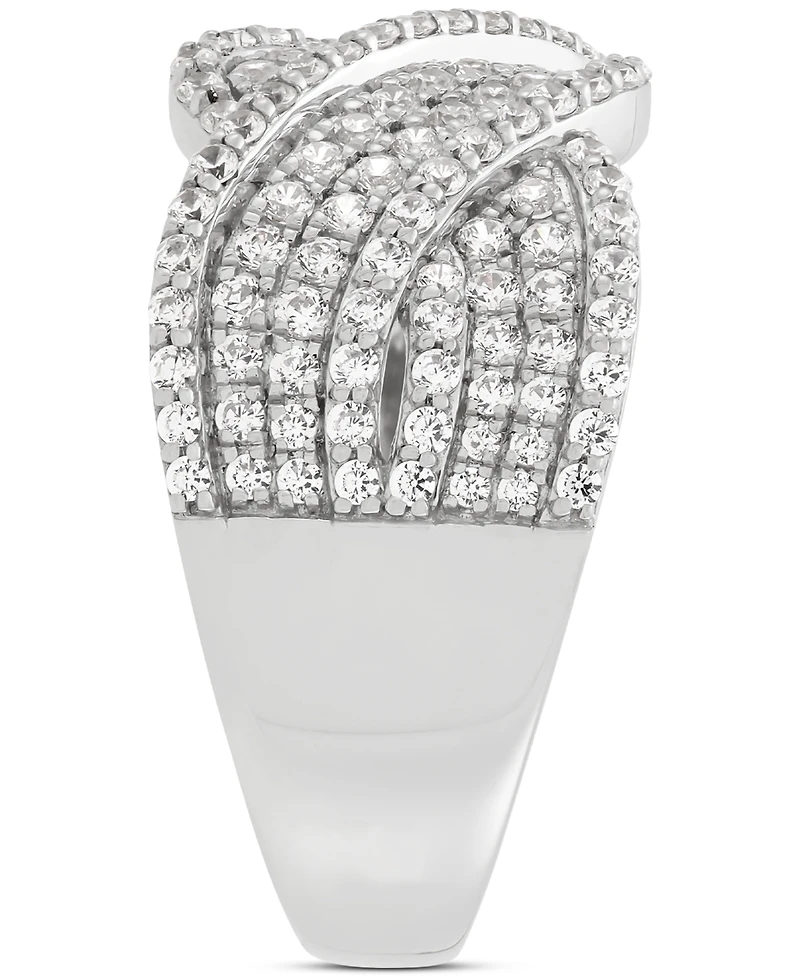 Diamond Cluster Wide Band (1 ct. t.w.) in Sterling Silver