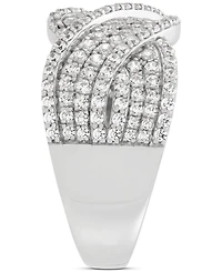 Diamond Cluster Wide Band (1 ct. t.w.) in Sterling Silver