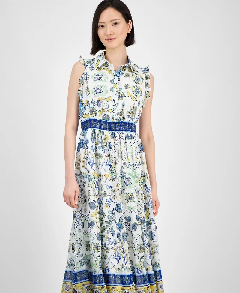 Anne Klein Women's Sleeveless Chiffon Midi Shirtdress