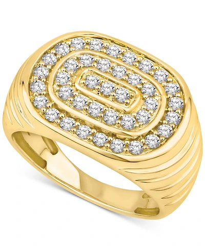 Men's Diamond Circular Cluster Oval Ring (1 ct. t.w.) in 10k Gold
