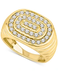Men's Diamond Circular Cluster Oval Ring (1 ct. t.w.) in 10k Gold
