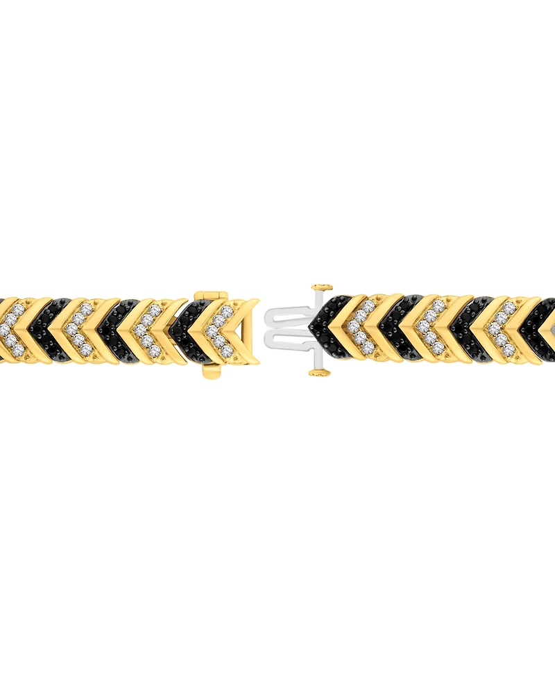 Men's Black & White Diamond Chevron Link Bracelet (3 ct. t.w.) in 10k Gold
