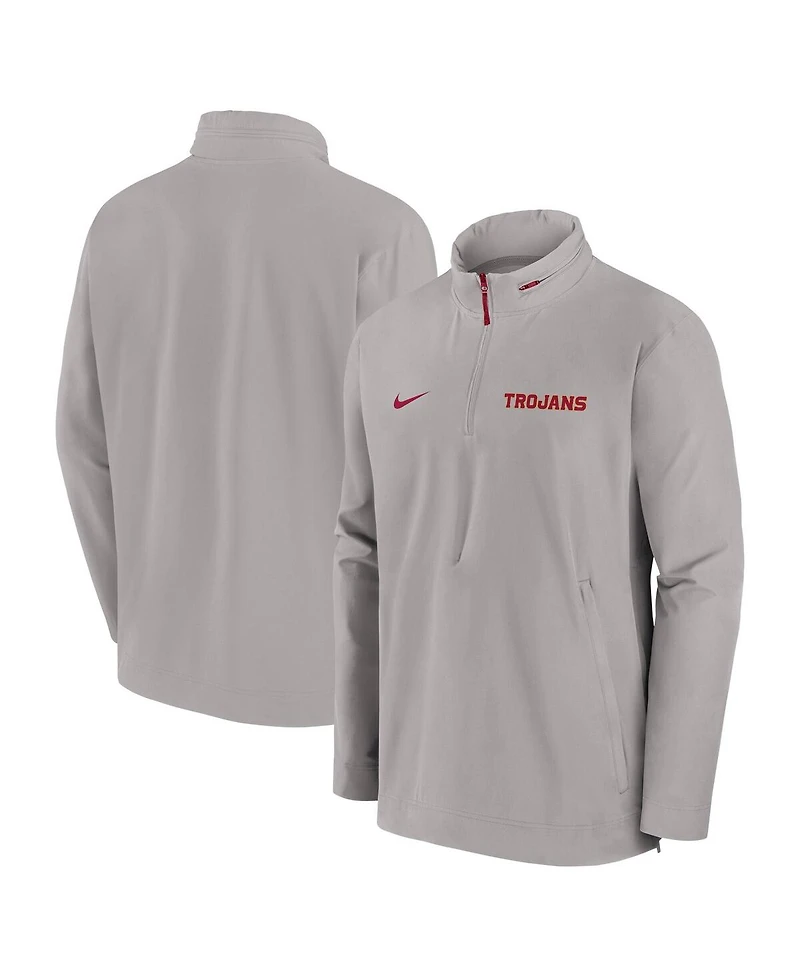 Nike Men's Pewter Usc Trojans Sideline Coaches Quarter-Zip Jacket