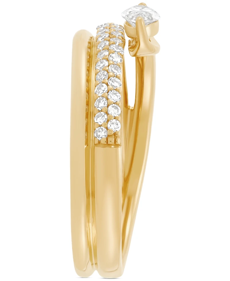 Forever Grown Diamonds Lab Grown Diamond Marquise & Round Wrap Ring (1/2 ct. t.w.) in 14k Gold-Plated Sterling Silver