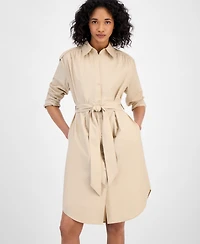 Boss Orange Women's Cotton Belted Long-Sleeve Shirtdress