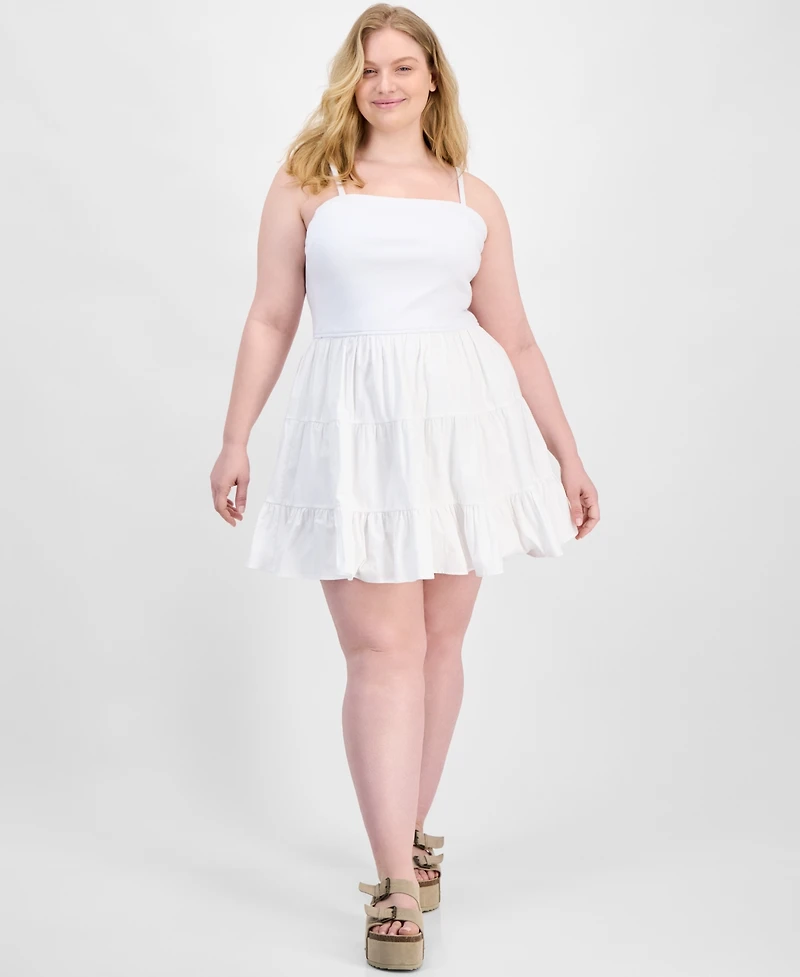 Madden Girl Trendy Plus Sleeveless Tiered Bubble Minidress