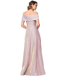 Betsy & Adam Women's Off-The-Shoulder Glitter Gown