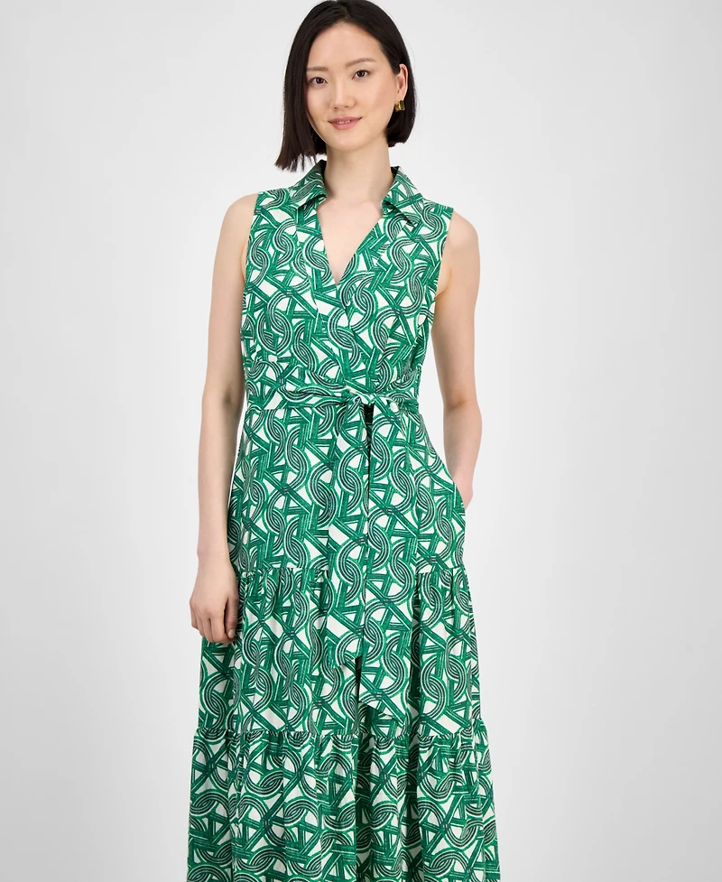 Tahari Women's Sleeveless Collared Shirtdress