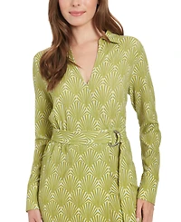 London Times Petite Printed Faux-Wrap Dress
