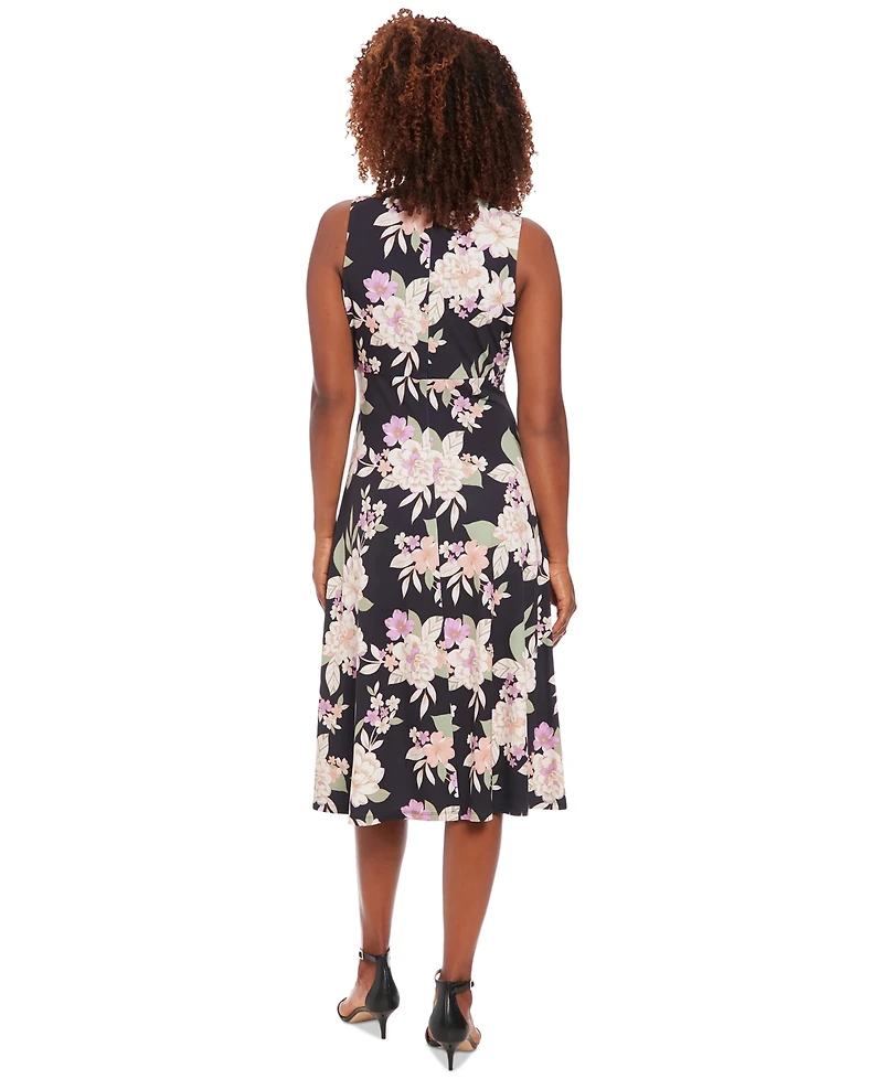 London Times Petite Floral-Print A-Line Dress