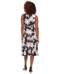London Times Petite Floral-Print A-Line Dress