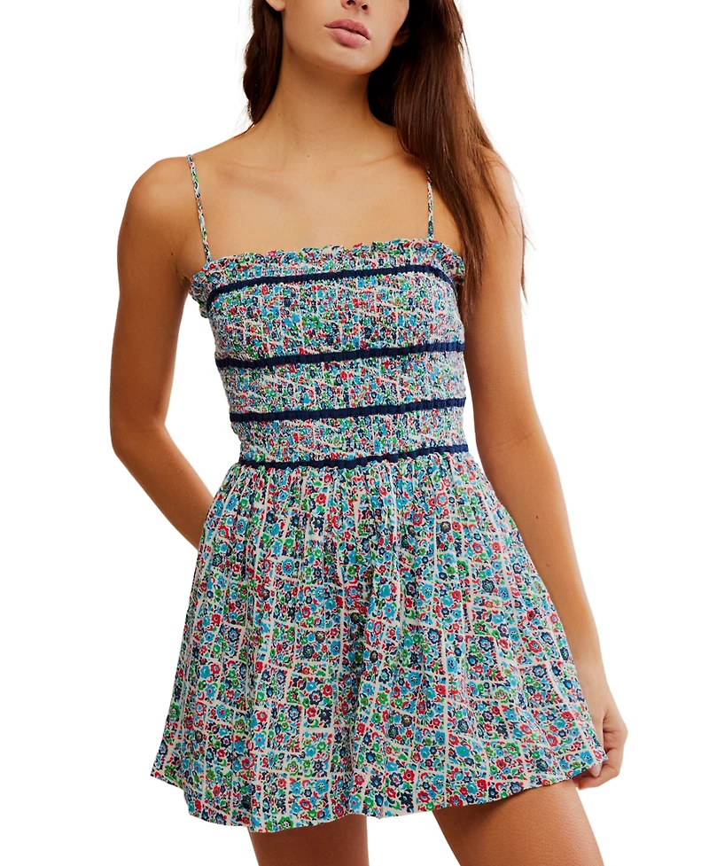 Free People Women's Bali Checked Out Printed Romper