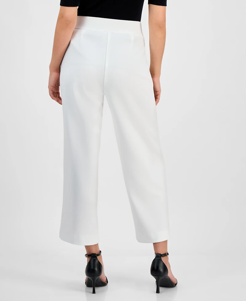 Ak Anne Klein Petite Tie-Waist Wide-Leg Cropped Pants