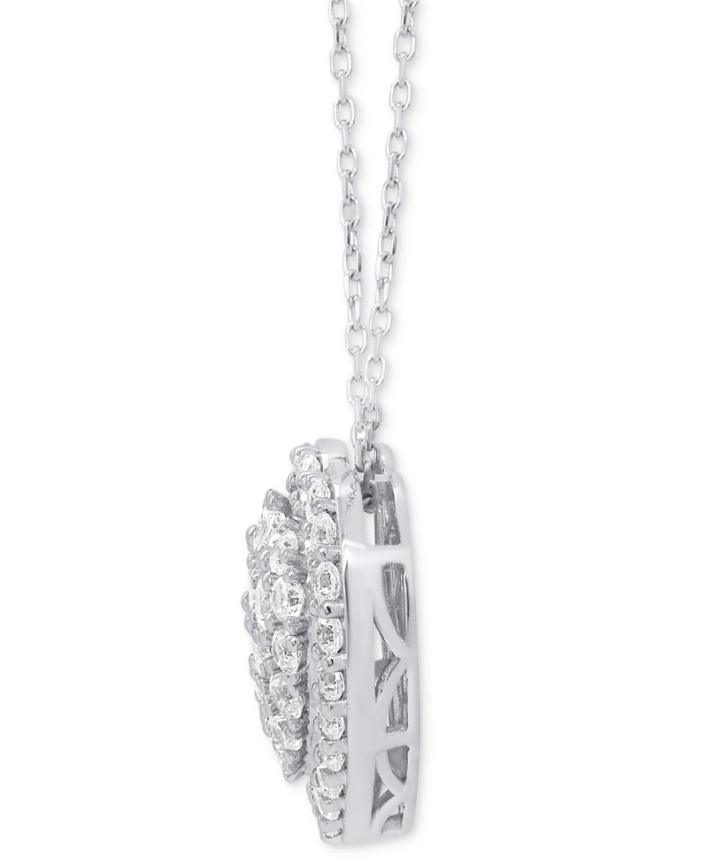 Forever Grown Diamonds Lab-Grown Diamond Cluster Heart 18" Pendant Necklace (2 ct. t.w.) in Sterling Silver or 14k Gold-Plated Sterling Silver