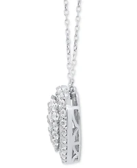 Forever Grown Diamonds Lab-Grown Diamond Cluster Heart 18" Pendant Necklace (2 ct. t.w.) in Sterling Silver or 14k Gold-Plated Sterling Silver