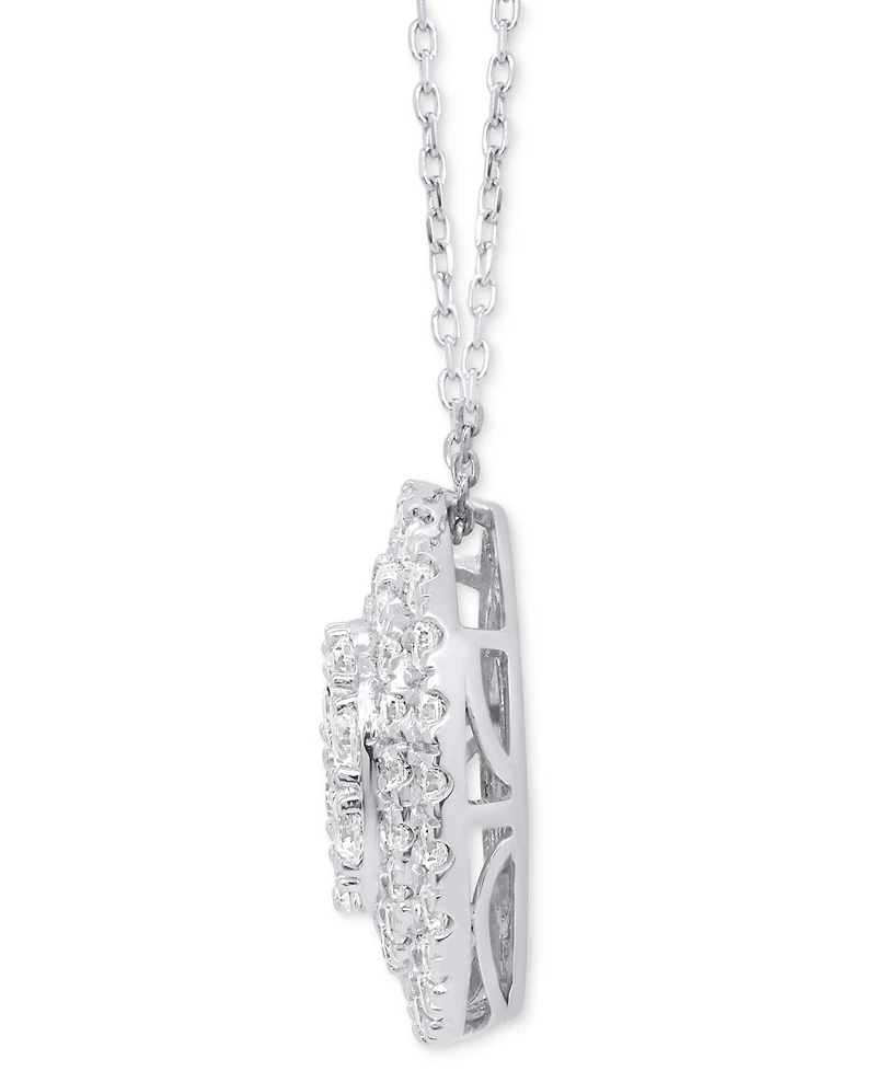 Forever Grown Diamonds Lab Grown Diamond Double Halo Cluster 18" Pendant Necklace (2 ct. t.w.) in Sterling Silver or 14k Gold-Plated Sterling Silver