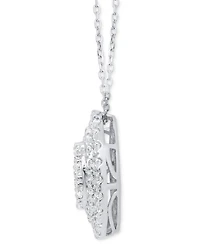 Forever Grown Diamonds Lab Grown Diamond Double Halo Cluster 18" Pendant Necklace (2 ct. t.w.) in Sterling Silver or 14k Gold-Plated Sterling Silver