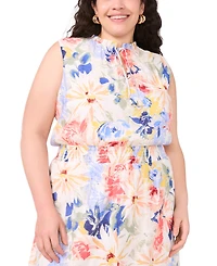 Vince Camuto Plus Split-Neck Sleeveless Maxi Dress