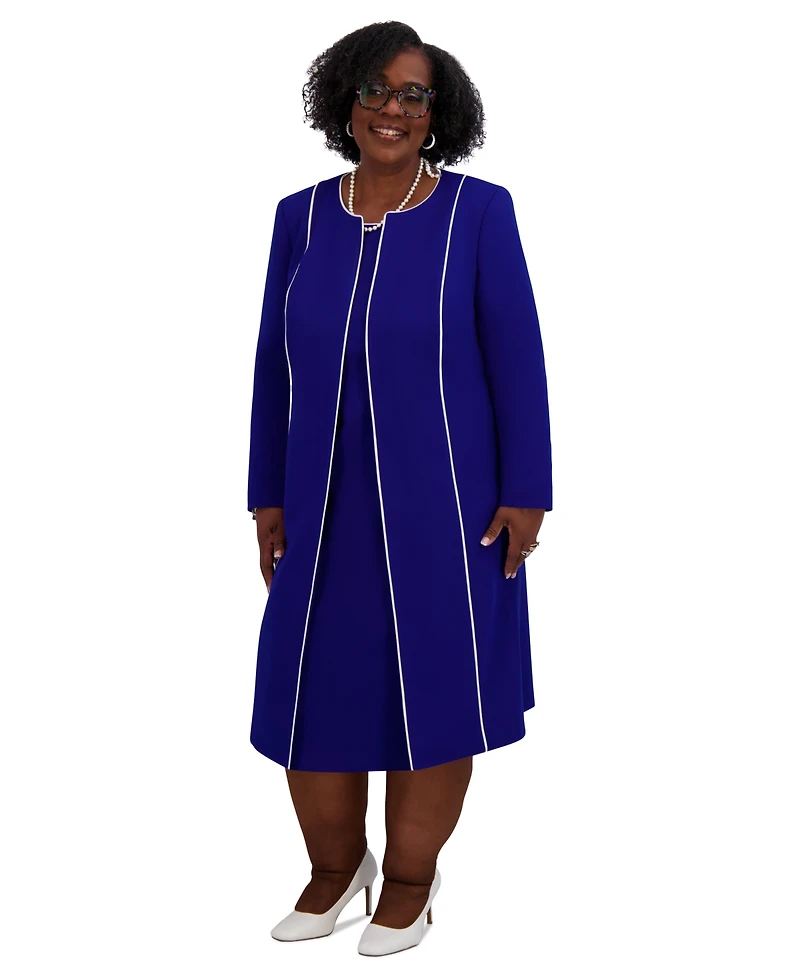 Kasper Women's Piping-Trim Long Jacket, Regular & Plus Sizes