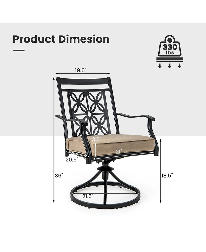 Patio Swivel Chair 4 Pcs Outdoor Bistro Dining Chair Blossom Pattern Backrest