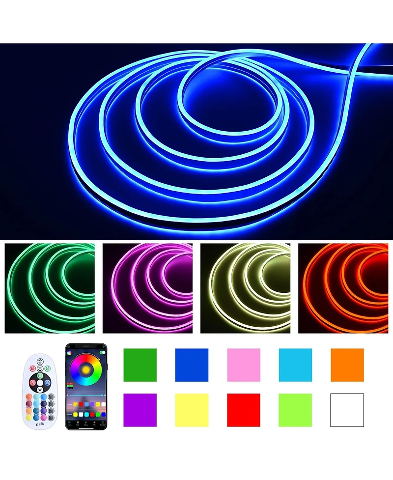 DELight 150FT Rgb Neon Rope Lights with Remote Control & App Ac 110V IP65 Waterproof Music Sync Dimmable Cuttable Diy Del-D150R