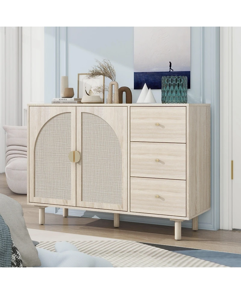 Mondawe 2 Door 3 Drawer Cabinet, Suitable for Bedroom, Living Room, Study