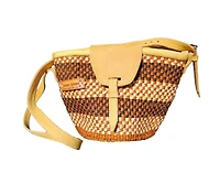 Life Damier Pattern Handwoven Sisal Straw Crossbody Shoulder Bag
