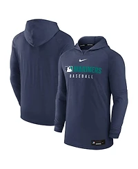 Nike Men's Heather Navy Seattle Mariners Authentic Collection Tri-Blend Performance Pullover Hoodie
