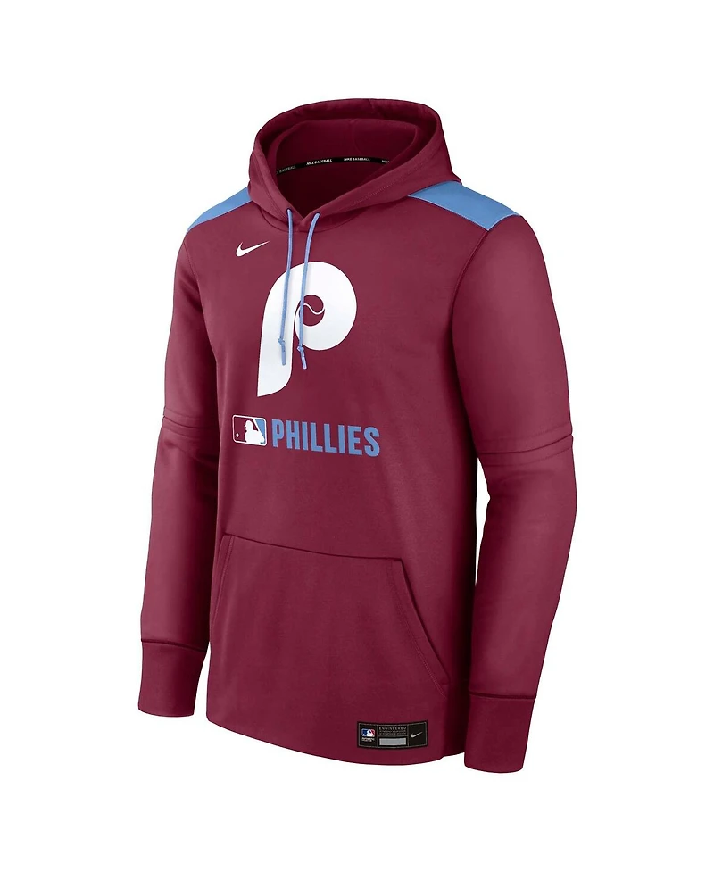 Nike Men's Burgundy Philadelphia Phillies Authentic Collection Performance Pullover Hoodie