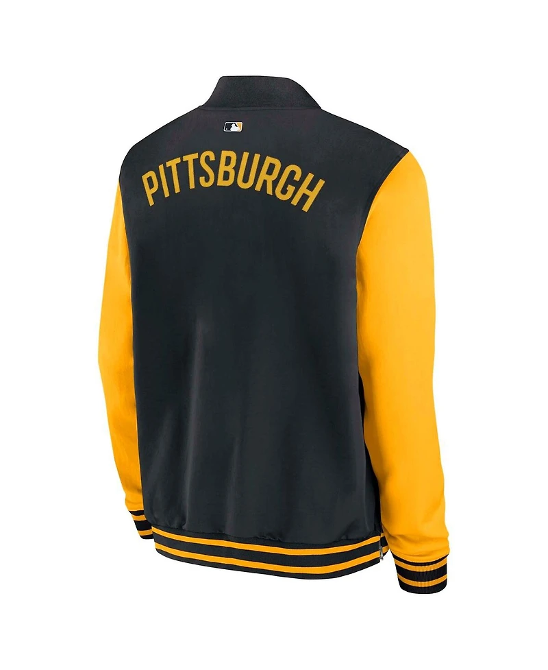 Nike Men's Black/Gold Pittsburgh Pirates Authentic Collection Dugout Full-Zip Bomber Jacket