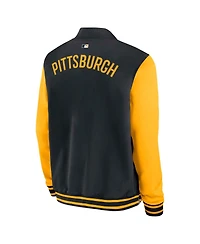 Nike Men's Black/Gold Pittsburgh Pirates Authentic Collection Dugout Full-Zip Bomber Jacket