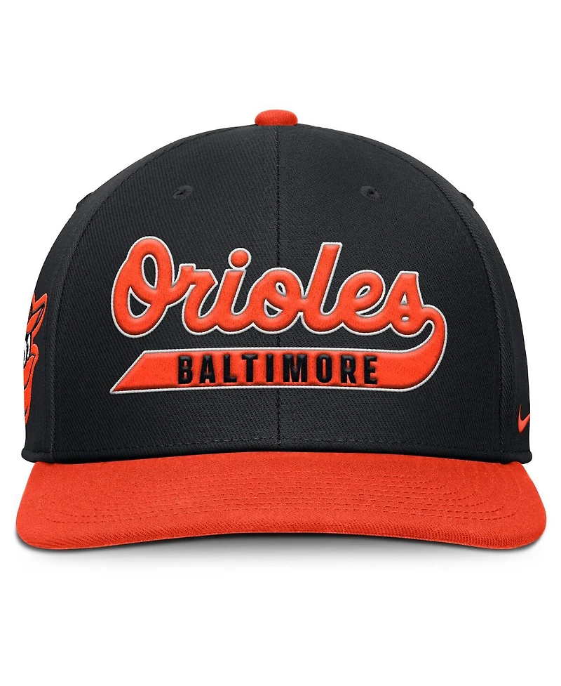 Nike Men's Black/Orange Baltimore Orioles Pro Performance Snapback Hat