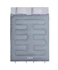 KingCamp 87x59" 2 Person 20 Degree Family Couple Sleeping Bag w/2 Pillows, Grey