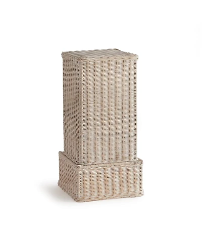 14.75" x 28.5" Charleston Rattan Decorative Pedestal Iron Framework Sculpture Stand Holder