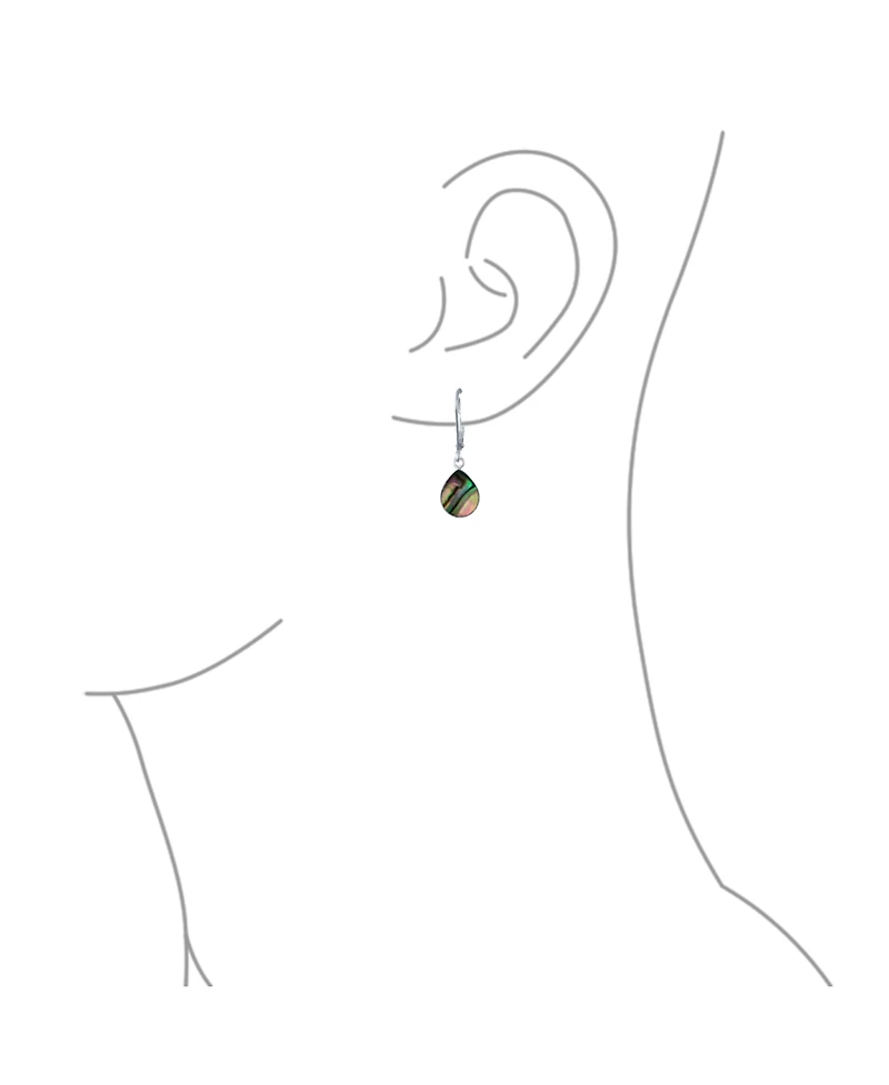 Bling Jewelry Geometric Iridescent Abalone Shell Teardrop Dangle Earrings Sterling Silver