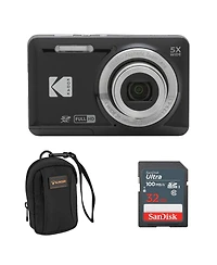 Kodak Kodak Pixpro FZ55-bk 16MP Digital Camera 5X Optical Zoom 28mm Wide Angle 1080P Full Hd Video 2.7" Lcd Vlogging Camera. Bundle with Sd Card