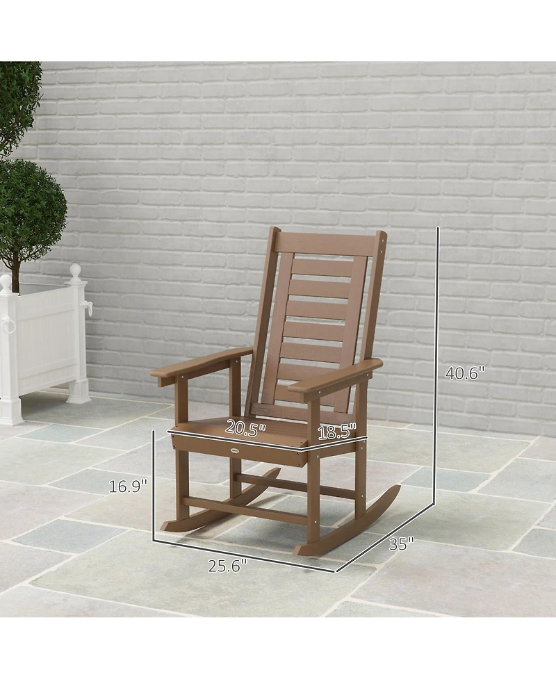 Outsunny 2 Outdoor Rocking Chairs, Hdpe High Back Patio Rockers