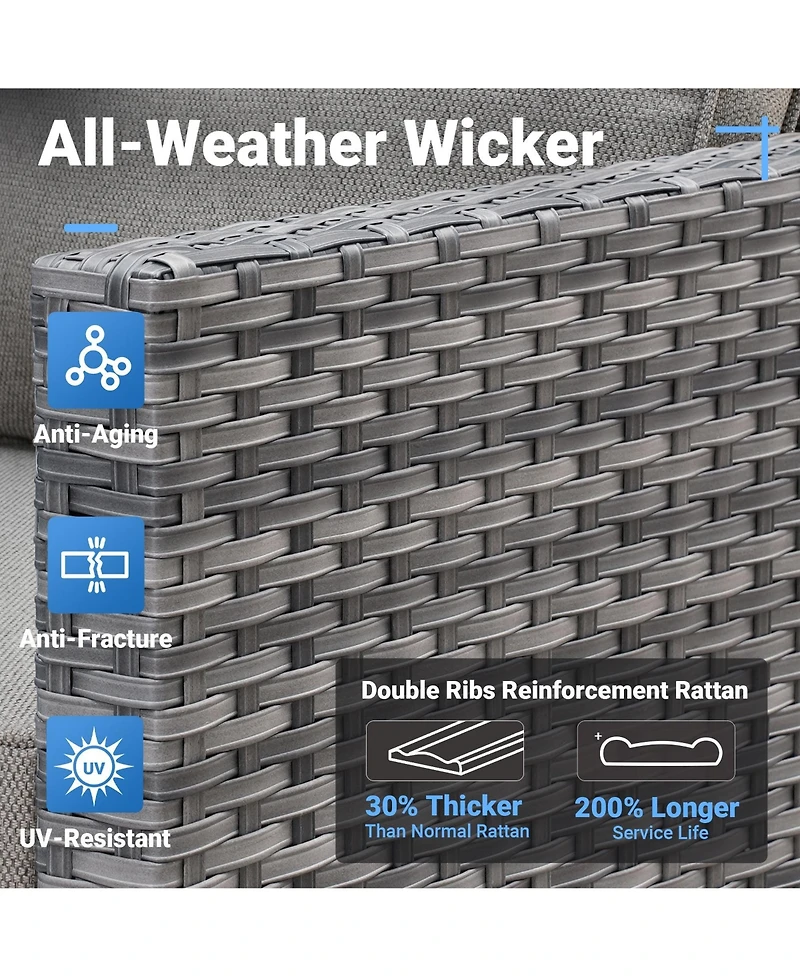 Xizzi 9 Piece Outdoor Patio Furniture with 3 Seat Sofa,All Weather Wicker Coversation Set Swivel Rocking Chair,Balcony Sofa Solar Nestin