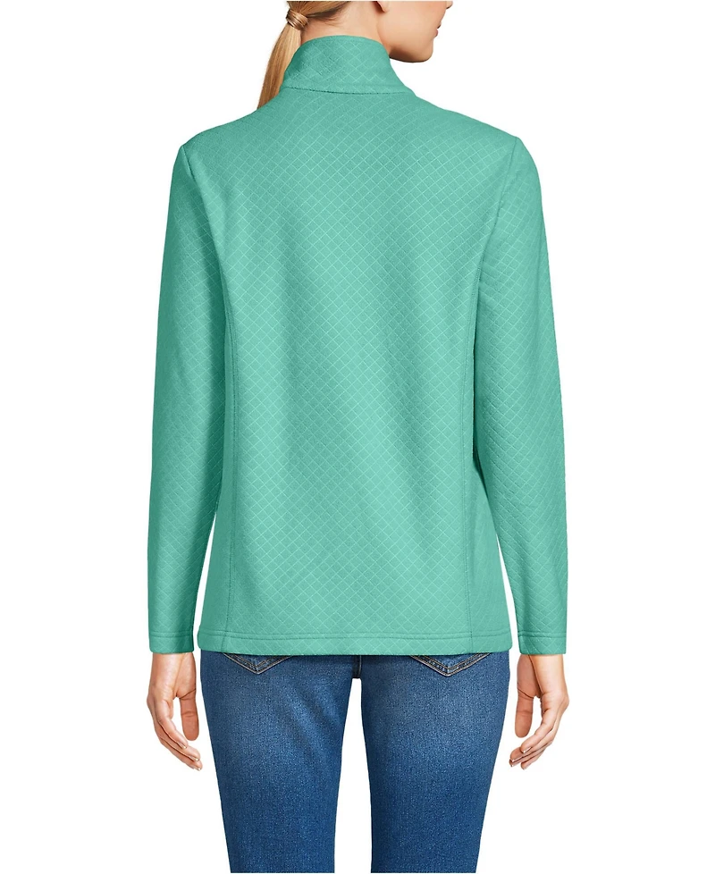 Lands' End Women's Embossed Quarter Zip Fleece Pullover