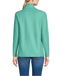 Lands' End Women's Embossed Quarter Zip Fleece Pullover