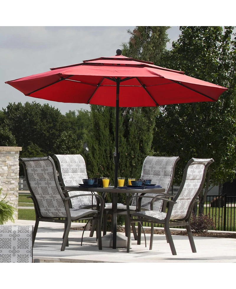 Mondawe 10 ft 3-Tier Outdoor Patio Market Umbrella with Double Air Vent and Push Button Tilt