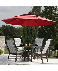 Mondawe 10 ft 3-Tier Outdoor Patio Market Umbrella with Double Air Vent and Push Button Tilt