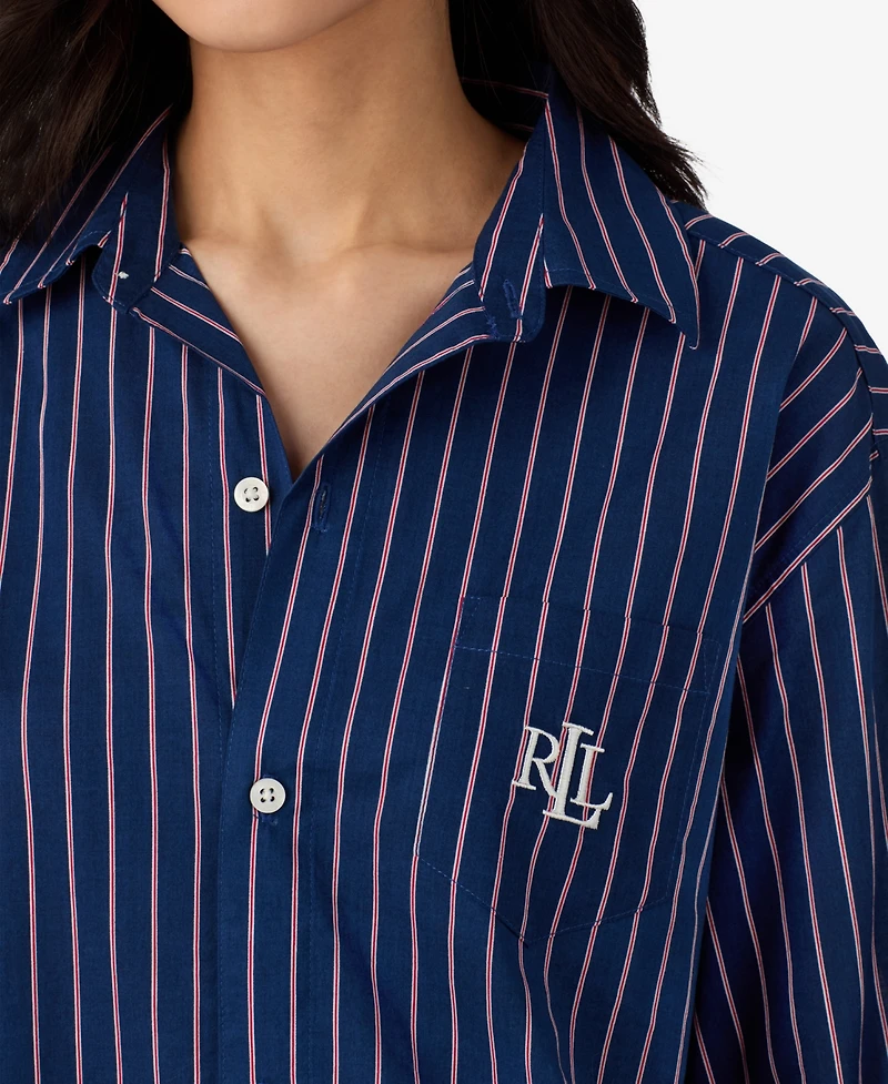 Lauren Ralph Lauren Women's Long Sleeve Roll Tab His Shirt Sleepshirt