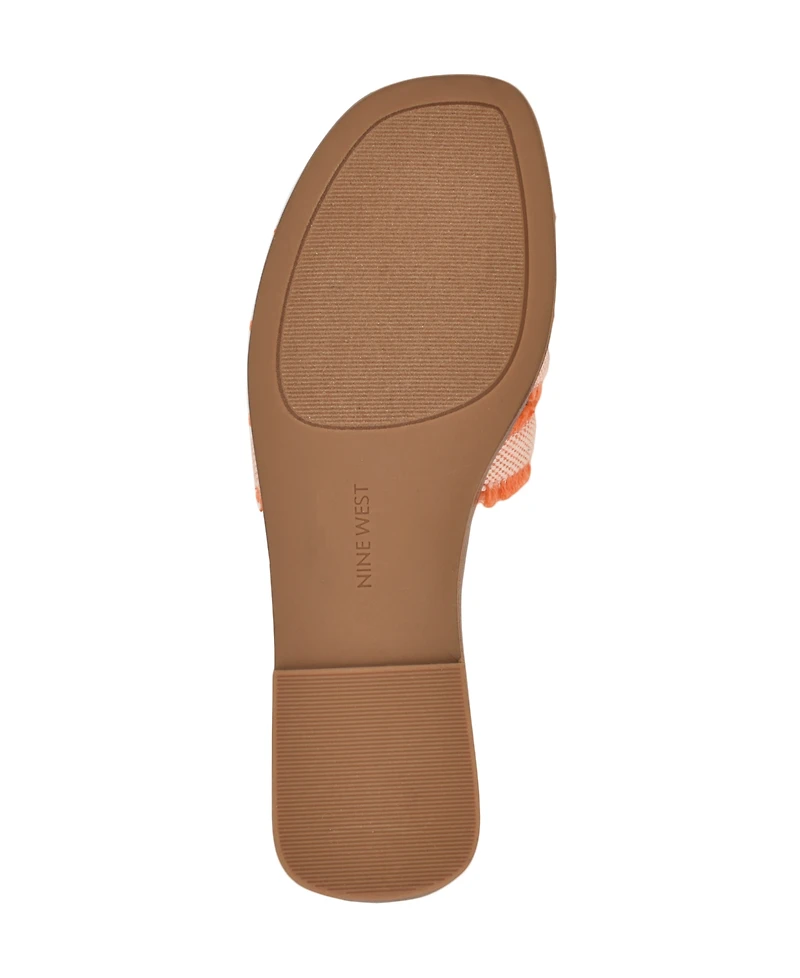 Nine West Women's Germanny Frayed Flat Slide Sandals