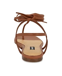 Nine West Women's Norta T-Strap Tie-Up Flat Sandals