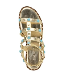 Nine West Women's Mindela Embellished Flat Gladiator Sandals