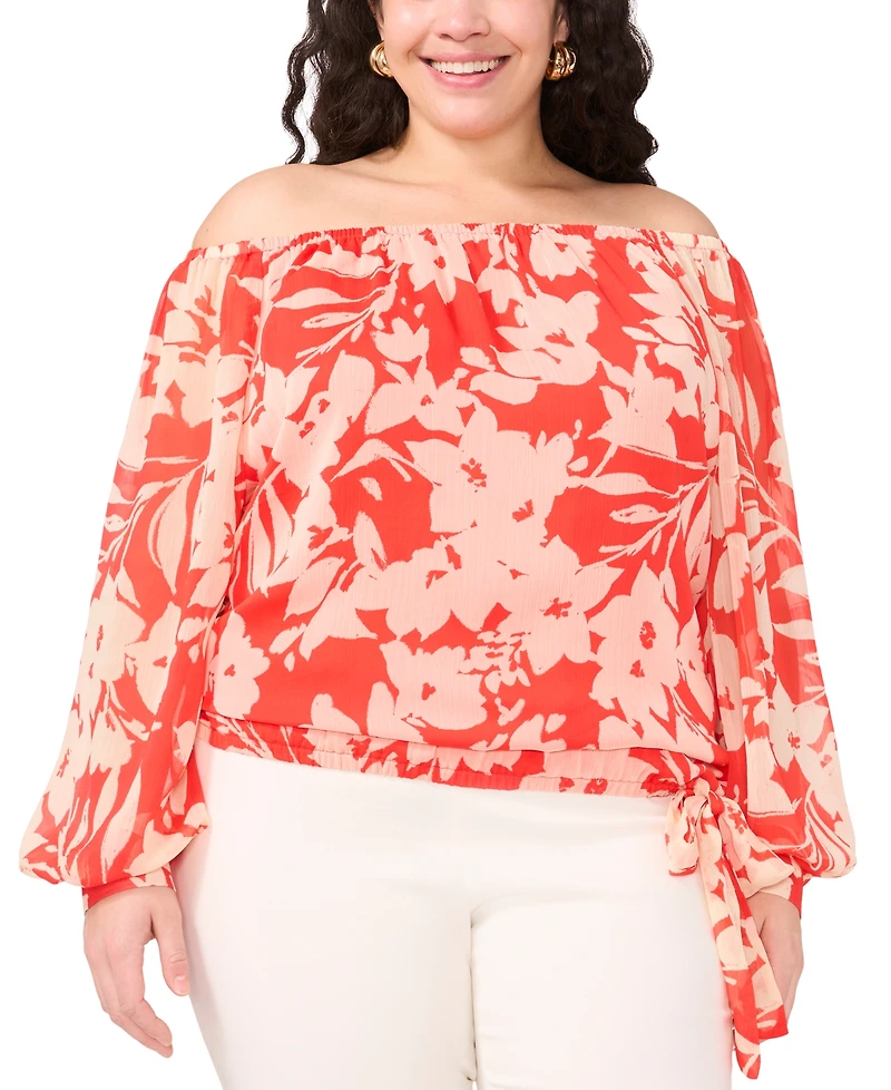 Vince Camuto Plus Off-The-Shoulder Long-Sleeve Blouse